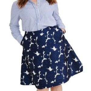 Lane Bryant Navy and White Floral Circle Skirt